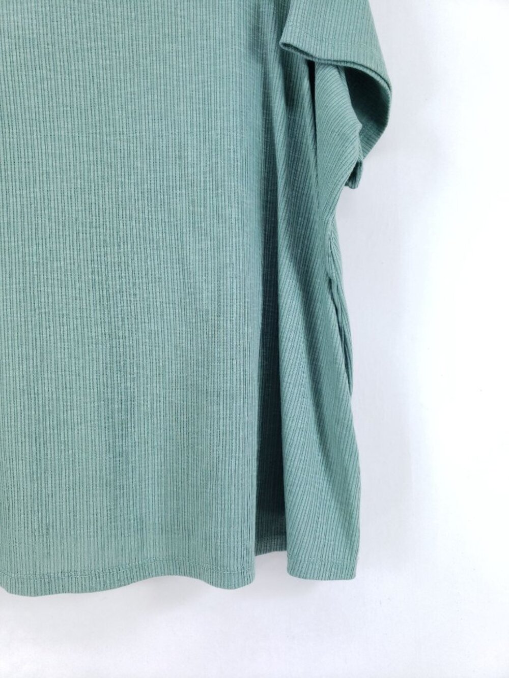 2 Old Navy Luxe Womens 2X Ribbed Knit Top Short Sleeve Crew Neck Green & Gray - Picture 4 of 12